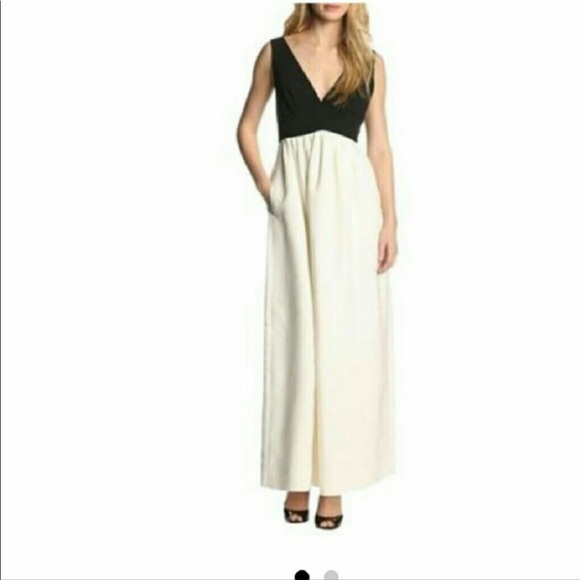 Jill Stuart NWT Two Tone Maxi Gown Deep VNeck sz6 - Picture 3 of 8